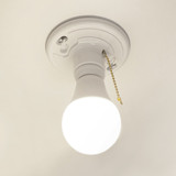 Plastic Light Bulb Socket Lamp Holder W/ Pull Chain, One-Piece Medium Base, Outlet Box Mount, 660W (2-Pack)