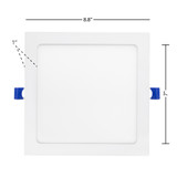 8 in. Slim Square Recessed LED Downlight, Canless IC Rated, 1600 Lumens, 5 CCT Color Selectable 2700K-5000K
