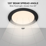 6 in. Slim Recessed LED Downlight, Black Trim, Canless IC Rated, 1000 Lumens, 5 CCT Color Selectable 2700K-5000K