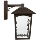 LED Porch Lantern Outdoor Wall Light, Bronze w/ Water Glass, Dusk to Dawn Sensor, 800 Lumens, 3000K Warm White - 12 in. Height