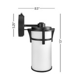 LED Outdoor Wall Light, Black w/ Frosted Glass, Dusk to Dawn Sensor, 730 Lumens, 3 CCT 3000K-5000K - 13 in. Height