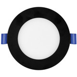 4 in. Slim Round Recessed LED Downlight, Black Trim, Canless IC Rated, 700 Lumens, 5 CCT Color Selectable 2700K-5000K