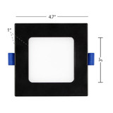 4 in. Slim Square Recessed LED Downlight, Black Trim, Canless IC Rated, 700 Lumens, 5 CCT Color Selectable 2700K-5000K