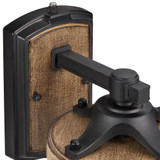 LED Outdoor Wall Light, Black w/ Wood Grain Finish, Clear Hammered Glass, Dusk to Dawn Sensor, 800 Lumens, 3000K Warm White - 13 in. Height