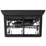Outdoor Flush Mount Ceiling Light Fixture, Black Porch Light w/ Water Glass, Bulbs Not Included