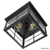 Outdoor Flush Mount Ceiling Light Fixture, Black Porch Light w/ Water Glass, Bulbs Not Included