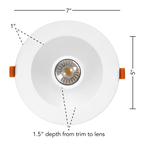 6 in. Slim Round Recessed Anti-Glare LED Downlight, White Trim, Canless IC Rated, 1300 Lumens, 5 CCT 2700K-5000K