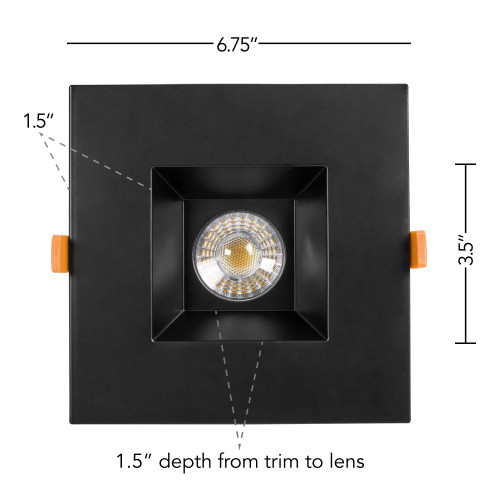 6 in. Square Canless Recessed LED Downlight Black Trim 5 CCT