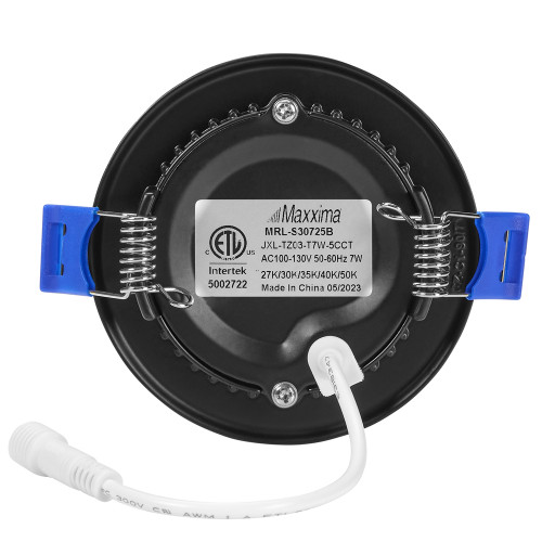 3 in. Slim Recessed LED Downlight, Canless IC Rated, 400 Lumens, 5 CCT Color Selectable 2700K-5000K, Black Trim