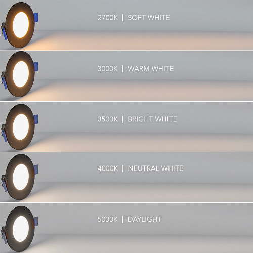 3 in. Slim Recessed LED Downlight, Canless IC Rated, 400 Lumens, 5 CCT Color Selectable 2700K-5000K, Black Trim