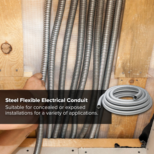 3/8 in. x 25 ft. Galvanized Steel Flexible Electrical Conduit, Greenfield Electrical