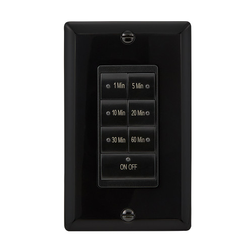 7 Button In-Wall Countdown Timer Switch, Maximum 60 Minutes Delay, 1875 Watt, Black