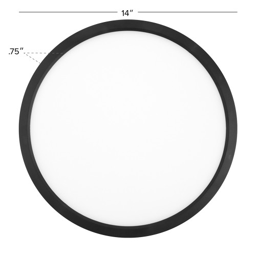 14 in. Black LED Flush Mount Ceiling Light, 5 CCT 2700K-5000K, 2400 Lumens