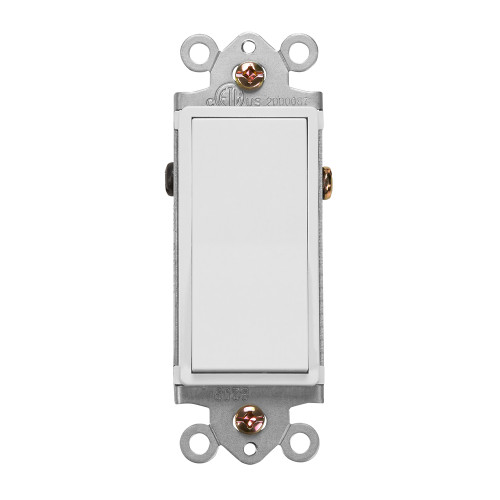 4-Way / Single Pole On/Off Light Switch, White Decorative Rocker Switch, Wall Plates Included (4 Pack)