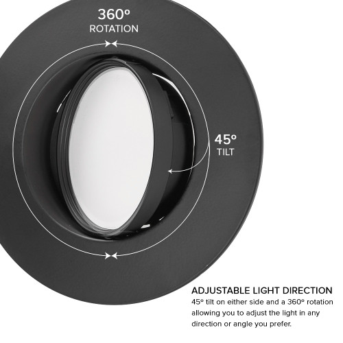 5 in. and 6 in. Adjustable Recessed LED Gimbal Downlight, Black Metal Trim, 1150 Lumens, 5 CCT Color Selectable 2700K-5000K