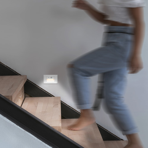  Horizontal LED Motion Sensor Step Light, Indoor/Outdoor Stair Light, 3 CCT Color Selectable 3000K/4000K/5000K, White (2 Pack)