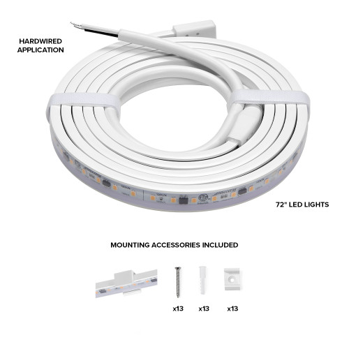 72 in. Hardwired, White, Integrated LED, Under Cabinet Light, 2760 Lumens, 3000K Warm White, 120-Volt Cove Light