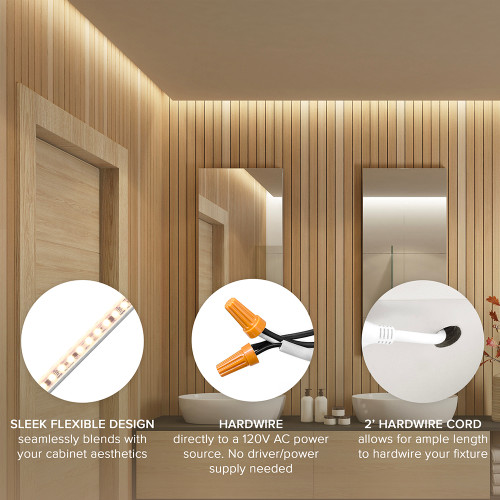 72 in. Hardwired, White, Integrated LED, Under Cabinet Light, 2760 Lumens, 3000K Warm White, 120-Volt Cove Light