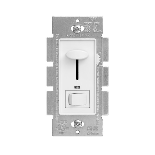 3-Way / Single Pole Dimmer Light Switch 600W, Indicator Light, LED Compatible Screwless Wall Plate Included, White