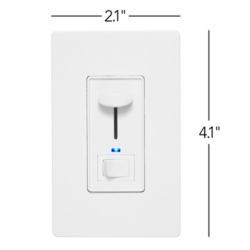 3-Way / Single Pole Dimmer Light Switch 600W, Indicator Light, LED Compatible Screwless Wall Plate Included, White