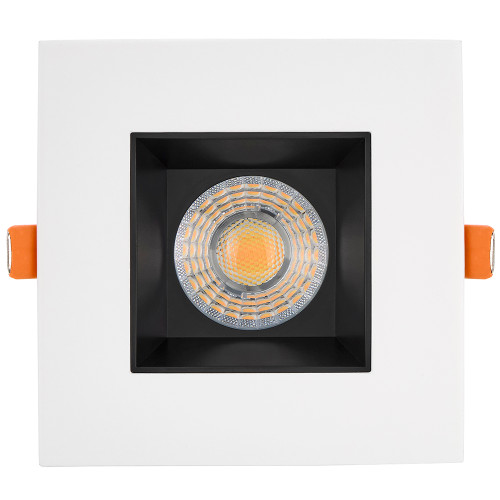 4 in. Slim Square Recessed Anti-Glare LED Downlight, White Trim Black Baffle, Canless IC Rated, 1200 Lumens, 5 CCT 2700K-5000K