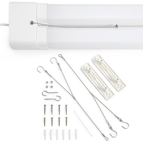 2' LED Adjustable Hanging Garage Shop Light, Frosted Lens