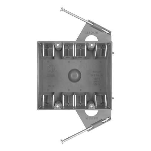 2 Gang 32.5 cu. in. PVC New Construction Electrical Switch and Outlet Junction Box, ETL Listed, Gray (10 Pack)