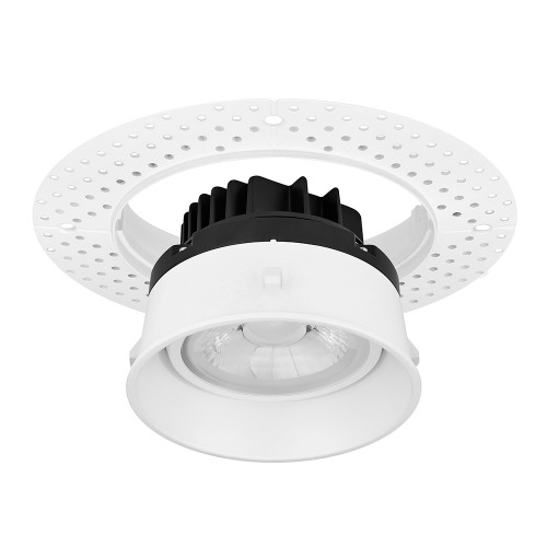 4 in. 5 CCT Adjustable LED Slim Trimless Eyeball Gimbal Downlight, 950 Lumens, Color Selectable 2700K-5000K, 360° Rotation