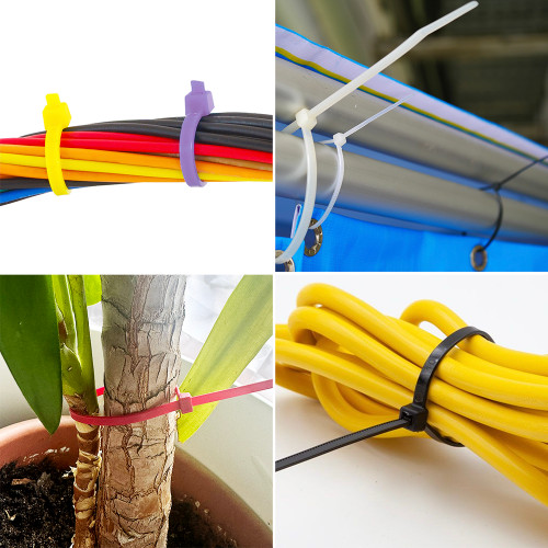 Nylon Cable Ties Assortment Pack, Heavy Duty Multipurpose Self-Locking Cable Zip Ties in Bulk, 350 Units 