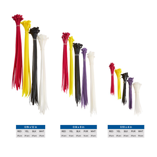 Nylon Cable Ties Assortment Pack, Heavy Duty Multipurpose Self-Locking Cable Zip Ties in Bulk, 350 Units 