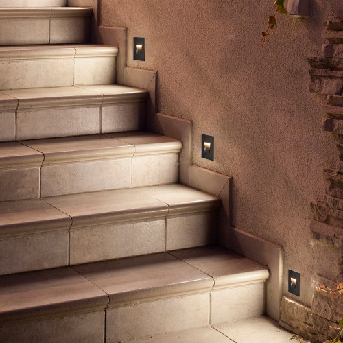 Vertical LED Step Light, Indoor/Outdoor Stair Light, 3 CCT Color Selectable 3000K/4000K/5000K, Black (2 Pack)