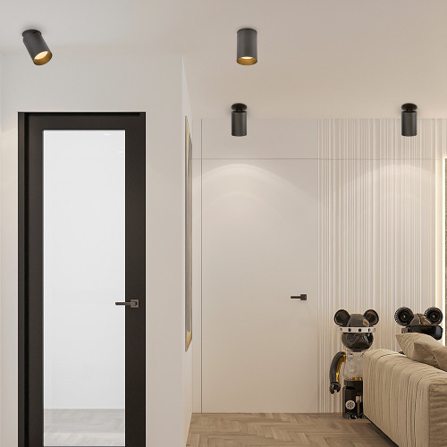 3 in. Adjustable LED Cylinder Downlight, Ceiling Spot Light, 900 Lumens, Canless 5 CCT Color Selectable 2700K-5000K, Black
