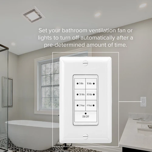 7 Button In-Wall Countdown Timer Switch, Maximum 4 Hour Delay, 1875 Watt