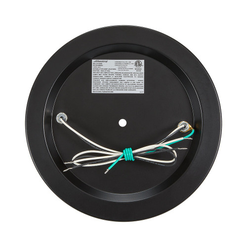 11 in. 2-Light Indoor / Outdoor Flush Mount Ceiling Light, Round Black w/ Wood Grain Farmhouse Fixture, Bulbs Not Included