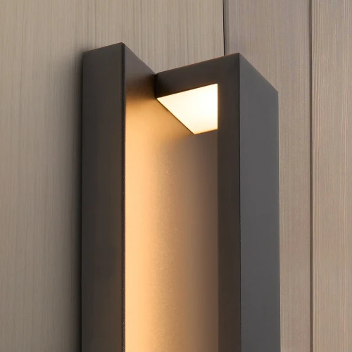 LED Outdoor Wall Light, Linear Black Sconce w/ Vertical Bar, Modern Porch Light, 300 Lumens, 5 CCT 2700K-5000K - 16 in. Height