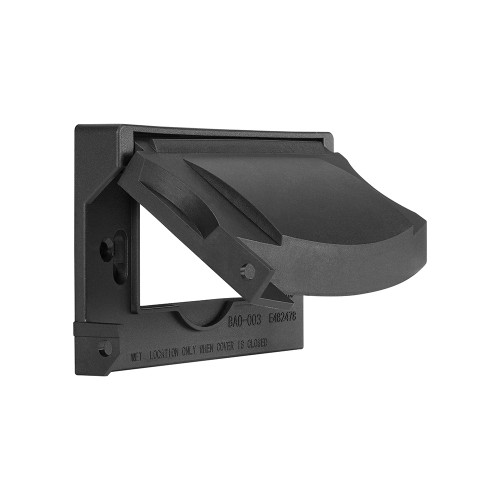 1-Gang Horizontal Outdoor Outlet Cover Box Heavy Duty Weather Resistant, Black (2-Pack)