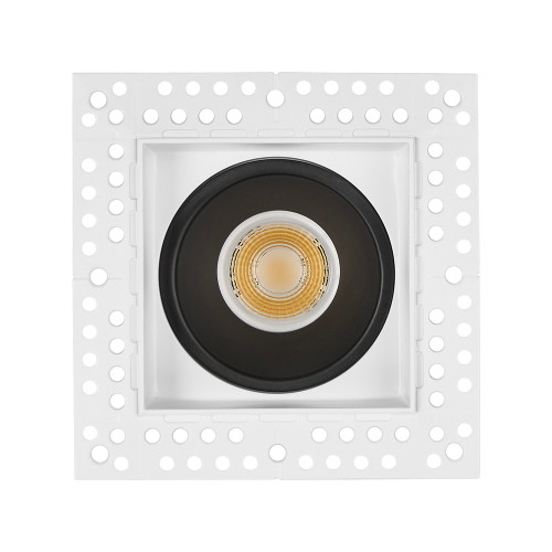 2 in. Trimless Slim Square Recessed Anti-Glare LED Downlight, White Recess Black Baffle, 600 Lumens, 5 CCT 2700K-5000K