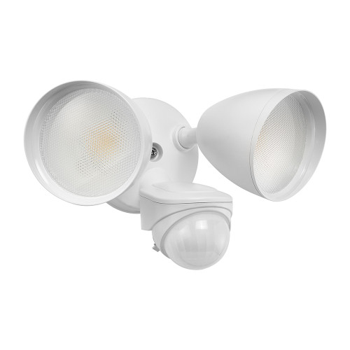 2 Head Outdoor LED Security Light, 2000 Lumens, 5 CCT 2700K-6500K, Motion Sensor, Dusk to Dawn Sensor, White - 6 in. Height
