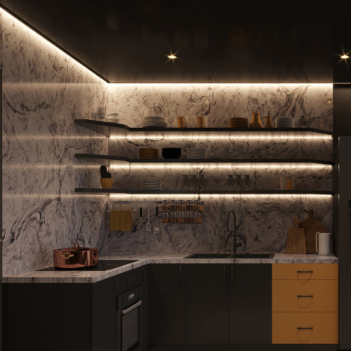 96 in. LED Under Cabinet Strip Light, Hardwired, 3680 Lumens, 3000K Warm White, 120V White Cove Light