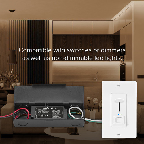 60W Power Supply 120 VAC to 24 VDC Transformer, Compatible with Dimmers and Switches for LED Lighting, Class 2, ETL Certified