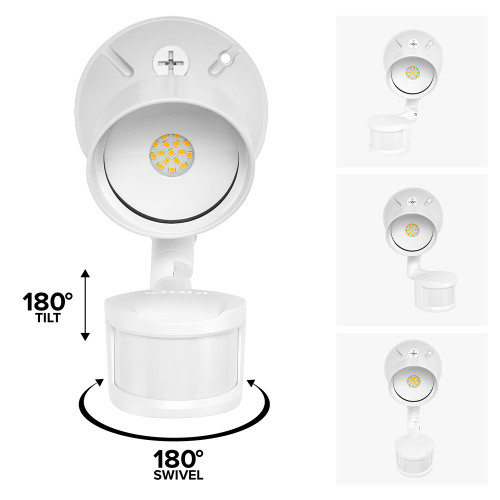 LED Outdoor Flood Wall Light, Exterior Security Light, 950 Lumens, 3000K Warm White, Motion Sensor, Dusk to Dawn Sensor, White