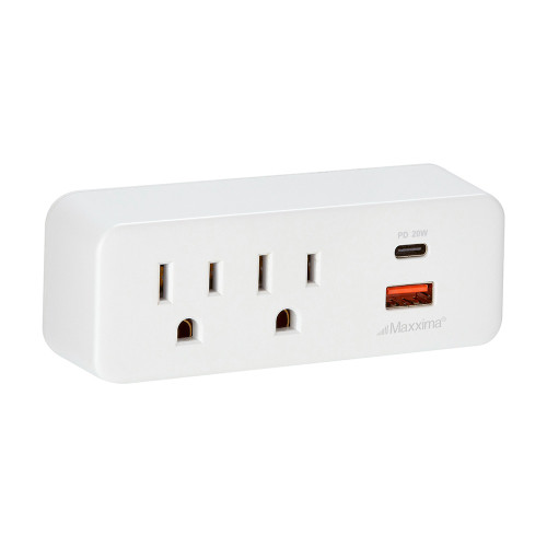 2 Outlet Grounded Wall Plug Adapter, USB Type-C / A Charging Ports 3.1A, Outlet Extender Wall Tap (2 Pack)