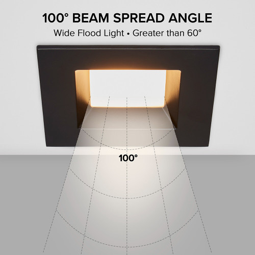 4 in. 5 CCT Retrofit Square Recessed LED Downlight, Black Trim, 800 Lumens, Color Selectable 2700K-5000K