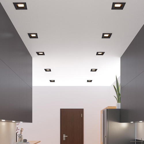 4 in. 5 CCT Retrofit Square Recessed LED Downlight, Black Trim, 800 Lumens, Color Selectable 2700K-5000K