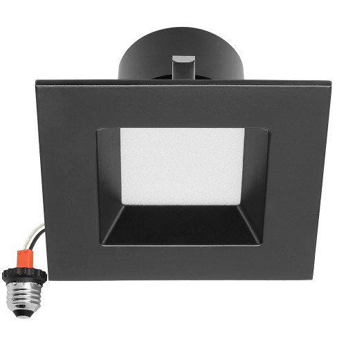 4 in. 5 CCT Retrofit Square Recessed LED Downlight, Black Trim, 800 Lumens, Color Selectable 2700K-5000K