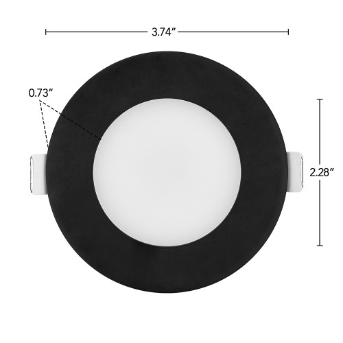 3 in. 2 Hour Fire Rated Slim Recessed LED Downlight, Black Trim, Canless IC Rated, 550 Lumens, 5 CCT Color Selectable 2700K-5000K