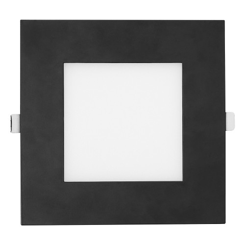 6 in. 2 Hour Fire Rated Slim Square Recessed LED Downlight, Black Trim, Canless IC Rated, 1050 Lumens, 5 CCT Color Selectable 2700K-5000K
