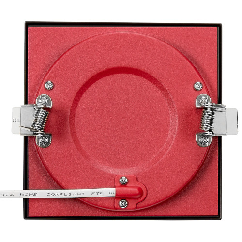 4 in. 2 Hour Fire Rated Slim Square Recessed LED Downlight, Black Trim, Canless IC Rated, 800 Lumens, 5 CCT Color Selectable 2700K-5000K