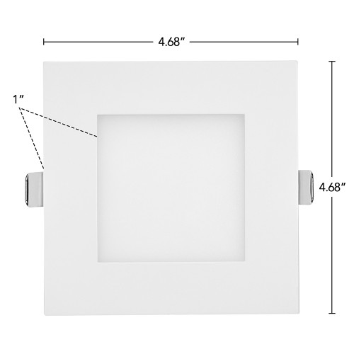 4 in. 2 Hour Fire Rated Slim Square Recessed LED Downlight, Canless IC Rated, 800 Lumens, 5 CCT Color Selectable 2700K-5000K