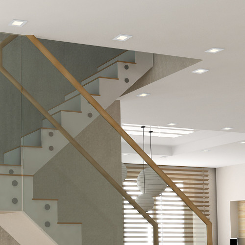 4 in. 2 Hour Fire Rated Slim Square Recessed LED Downlight, Canless IC Rated, 800 Lumens, 5 CCT Color Selectable 2700K-5000K